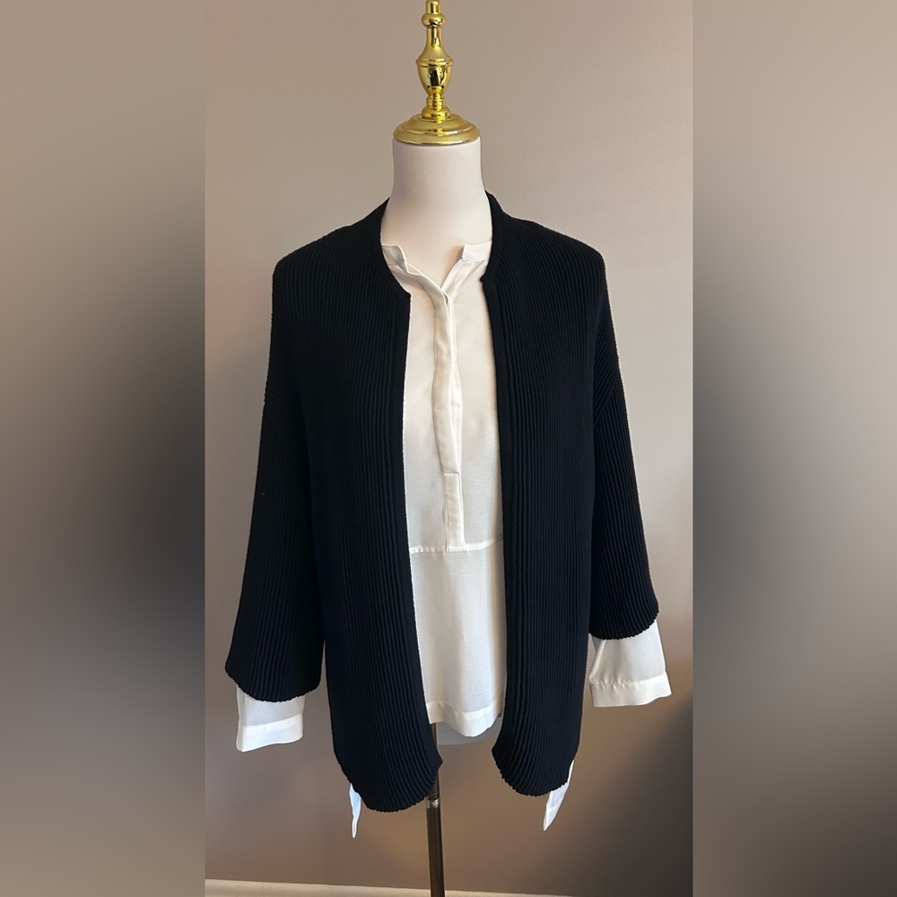 MarlaWynne Black Textured Cardigan/Jacket